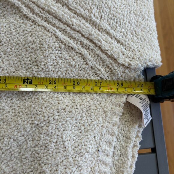 Free People Sweater Womens M/L Ivory Knitted Side Slit Asymmetrical Zip Cozy - Picture 7 of 9